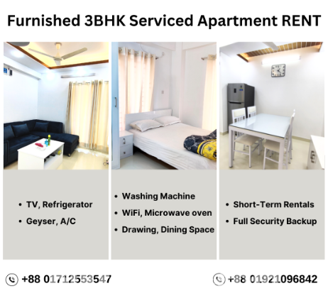 Furnished 3BHK Apartment RENT in Bashundhara R/A